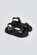 Σανδάλια flatforms δερμάτινα με μπαρέτα Estil