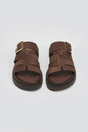 Σανδάλια flatforms δερμάτινα με περαστή φάσα Tfp - Καφέ - thefashionproject.gr - TFP
