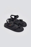 Σανδάλια flatforms nubuck δερμάτινα με μπαρέτα Estil - Μαύρο - thefashionproject.gr - Estil