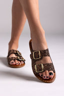 Σανδάλια με γκλίτερ και τοκάδες Estil - Μπρονζέ - thefashionproject.gr - Estil