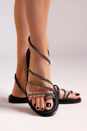 Σανδάλια με στρας Ragazza 01122 - Μαύρο - thefashionproject.gr - RAGAZZA
