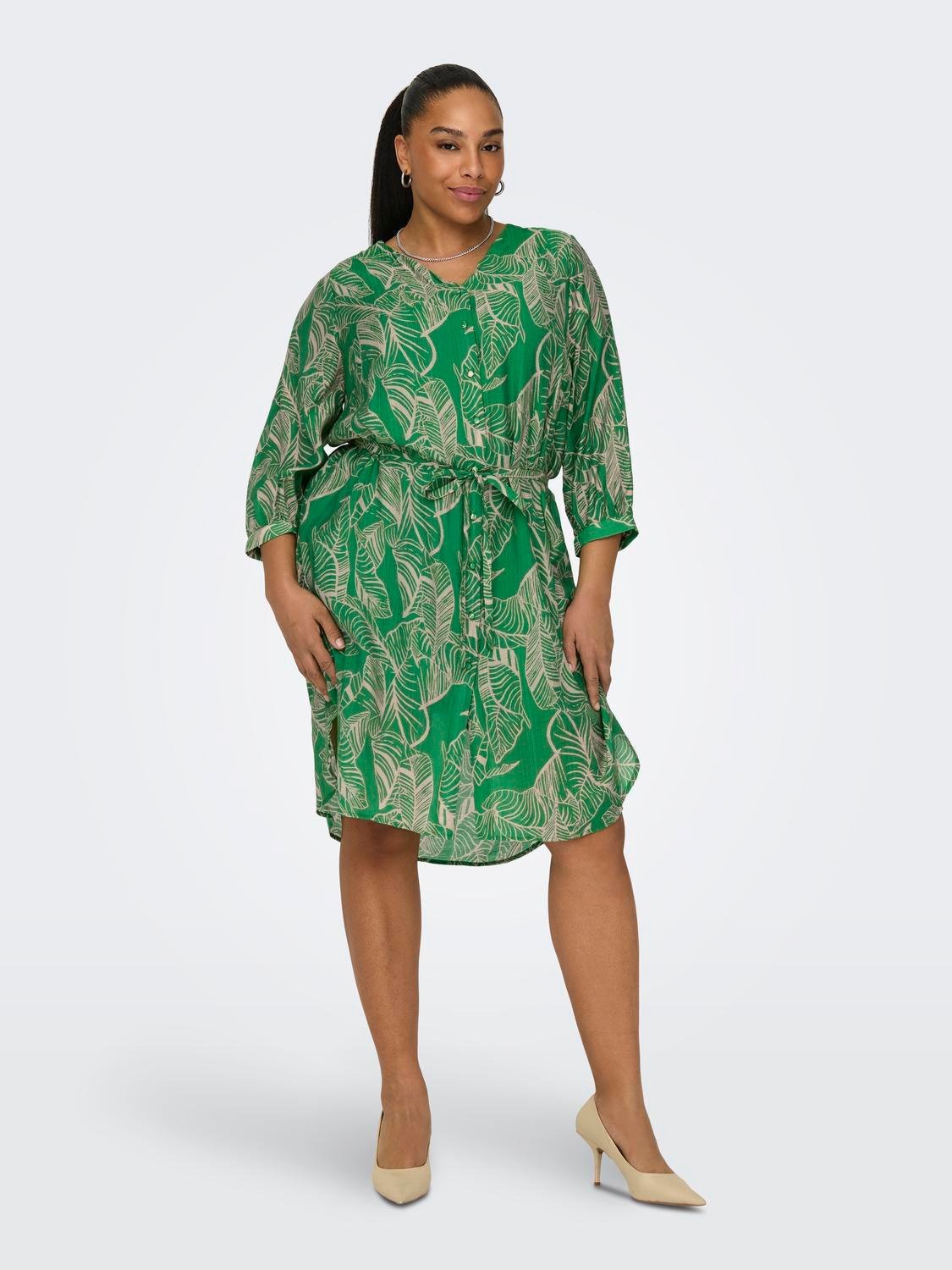 Shirt Dress Leaf Print