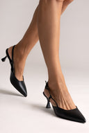 Slingback Kitten Heel Pumps TFP - Black Matte - thefashionproject.gr - TFP