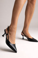 Slingback Kitten Heel Pumps TFP - Black Matte - thefashionproject.gr - TFP