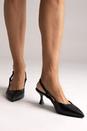 Slingback Kitten Heel Pumps TFP - Black Matte - thefashionproject.gr - TFP