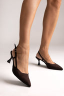 Slingback Kitten Heel Pumps TFP - Brown Suede - thefashionproject.gr - TFP