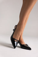 Slingback Kitten Heel TFP - Black Patent - thefashionproject.gr - TFP