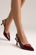 Slingback Kitten Heel TFP - Bordeaux Patent - thefashionproject.gr - TFP