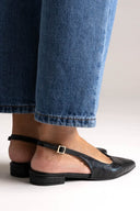 Slingback Pointed Flats TFP - Black Croc - thefashionproject.gr - TFP
