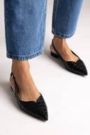 Slingback Pointed Flats TFP - Black Croc - thefashionproject.gr - TFP