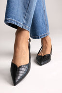 Slingback Pointed Flats TFP - Black Croc - thefashionproject.gr - TFP