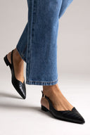 Slingback Pointed Flats TFP - Black Croc - thefashionproject.gr - TFP