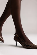 Slingback Pointed Pumps TFP - Brown Snake Print - thefashionproject.gr - TFP
