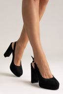 Slingback Pumps TFP - Black Suede - thefashionproject.gr - TFP