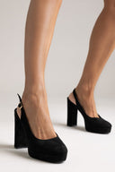 Slingback Pumps TFP - Black Suede - thefashionproject.gr - TFP