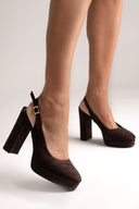 Slingback Pumps TFP - Brown Suede - thefashionproject.gr - TFP