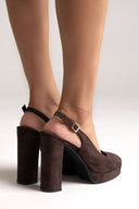 Slingback Pumps TFP - Brown Suede - thefashionproject.gr - TFP