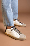 Sneakers με print στα κορδόνια - Μπεζ/Μαύρο - thefashionproject.gr - CORINA