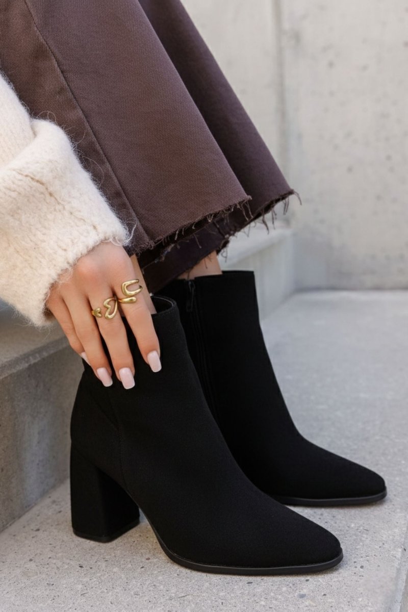 style womens black suede booties