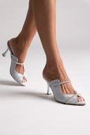 TFP Glitter Mules - Silver Glitter - thefashionproject.gr - TFP