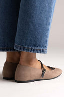 TFP Mary Jane Ballet Flats - Taupe Suede - thefashionproject.gr - TFP