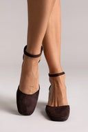 TFP Open Side Pumps - Brown Suede - thefashionproject.gr - TFP