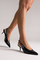 TFP Slingback Pumps Kitten Heel - Black Patent - thefashionproject.gr - TFP
