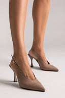 TFP Slingback Pumps - Taupe Suede - thefashionproject.gr - TFP