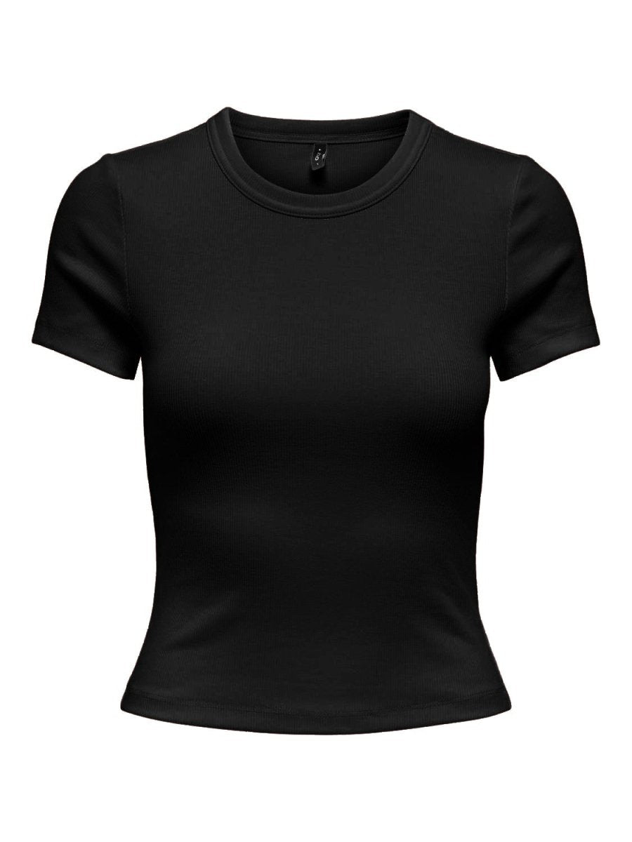 Short-sleeved Rib Top - Black – thefashionproject.gr