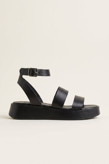 Leather Flatform Sandals with Two Bands - Black-Flatform Sandals, Leather Sandals, Sandals, Shoes, TFP Collection, Women’s Collection, All, Summer Shoes Sale, Summer Sandals Sale, Sales, All but outlet, Editor’s Choice, Shoes Sales, Gifts 70€ & Under, The Fashion Edit, Leather Shoes, SS 2026 Collection, TFP/Estil, Sandals New & Selected, Sandals SALE, Flatform SALE