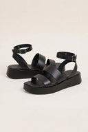 Leather Flatform Sandals with Two Bands - Black-Flatform Sandals, Leather Sandals, Sandals, Shoes, TFP Collection, Women’s Collection, All, Summer Shoes Sale, Summer Sandals Sale, Sales, All but outlet, Editor’s Choice, Shoes Sales, Gifts 70€ & Under, The Fashion Edit, Leather Shoes, SS 2026 Collection, TFP/Estil, Sandals New & Selected, Sandals SALE, Flatform SALE