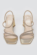 Πέδιλα με τακούνι τετράγωνο - Χρυσό