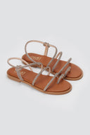 Rhinestone Sandals - Copper-Rhinestone Sandals - Copper