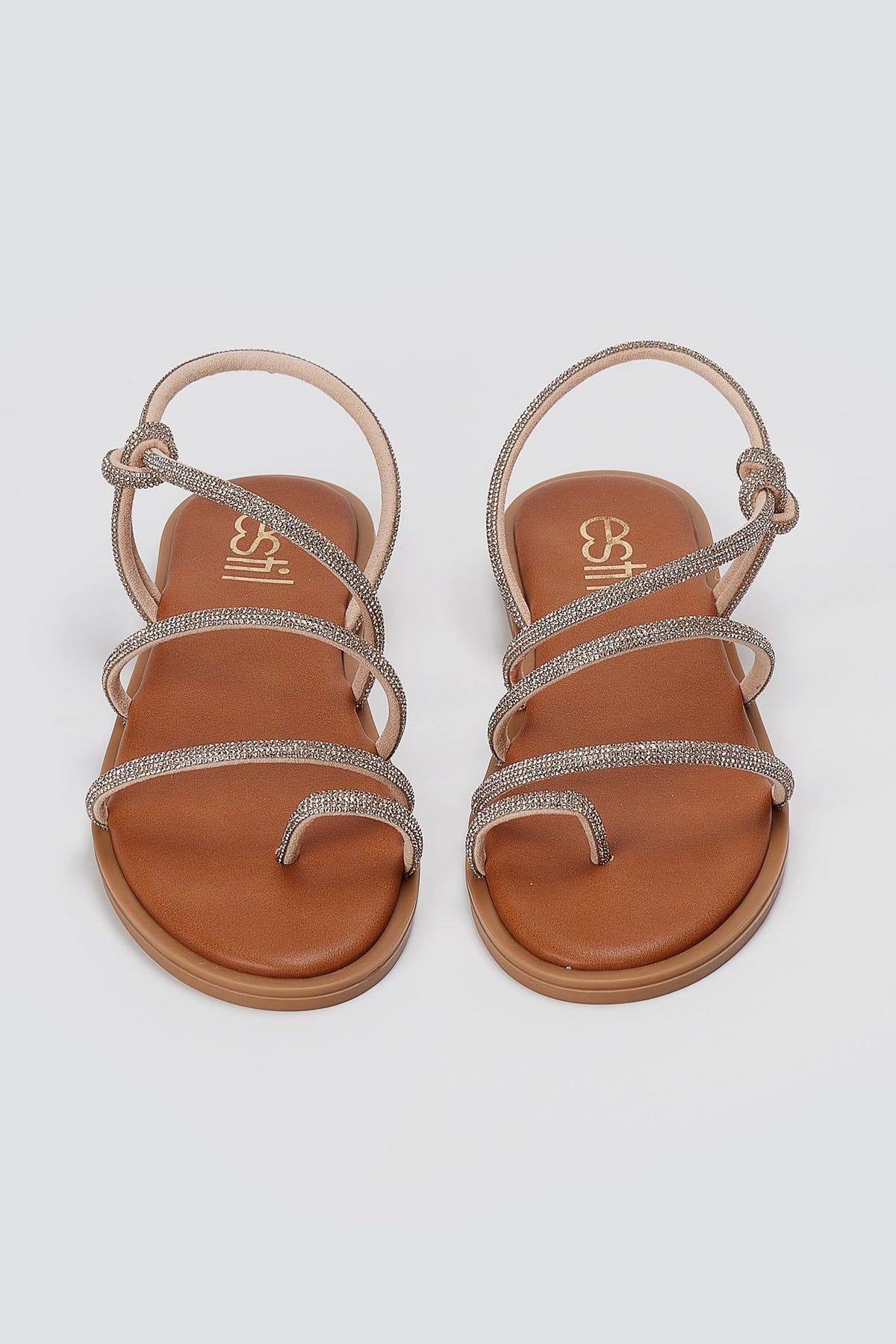 Rhinestone Sandals - Copper-Rhinestone Sandals - Copper