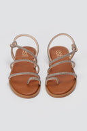 Rhinestone Sandals - Copper-Rhinestone Sandals - Copper