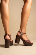 Leather Crossover Sandals - Brown Matte