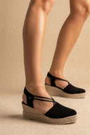 Suede Platform Espadrilles - Black Suede