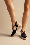 Suede Platform Espadrilles - Black Suede