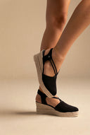 Suede Platform Espadrilles - Black Suede