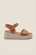 Leather Wedge Sandals - Brown