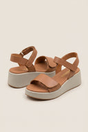 Leather Wedge Sandals - Brown-Platforms, Shoes, Ragazza, Women’s Collection, Coffee Trend, Spring-Summer Outlet, Shoes Outlet, Outlet, All, Summer Shoes Sale, Sales, Shoes Sales, Platforms Outlet, Gifts 50€ & Under, Platforms SALE