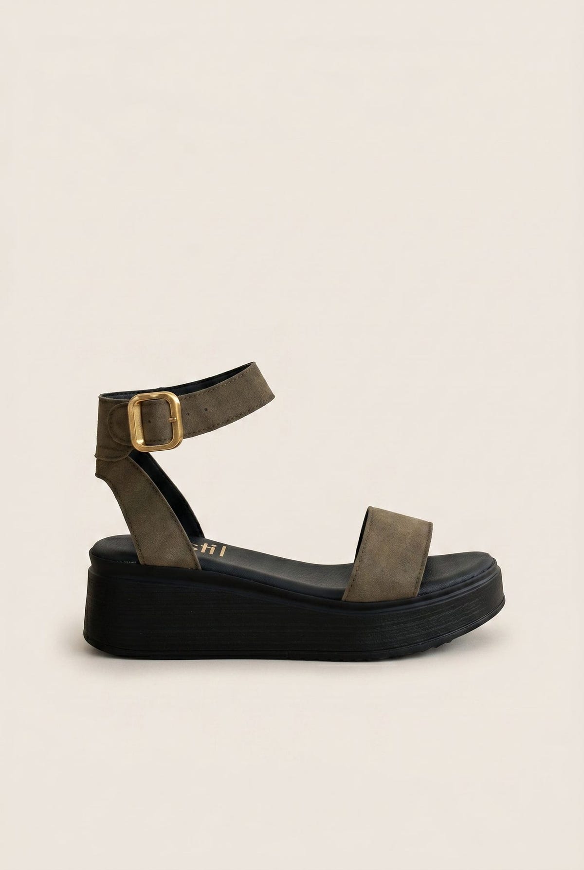 Suede Flatform Sandals - Olive Suede