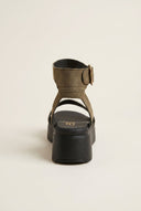 Suede Flatform Sandals - Olive Suede
