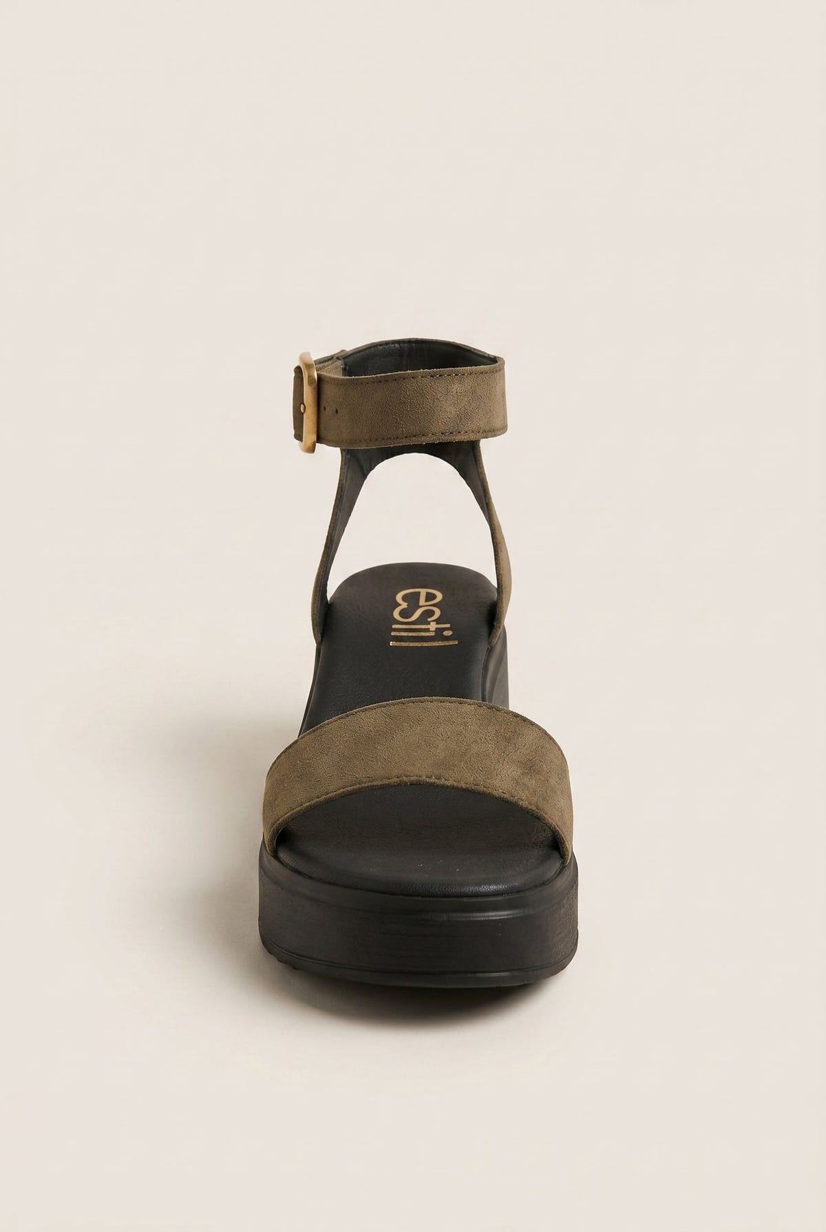 Suede Flatform Sandals - Olive Suede-Suede Flatform Sandals - Olive Suede