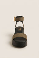 Suede Flatform Sandals - Olive Suede-Suede Flatform Sandals - Olive Suede