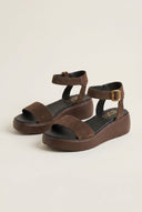 Suede Flatform Sandals - Dark Brown Suede