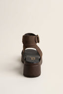 Suede Flatform Sandals - Dark Brown Suede