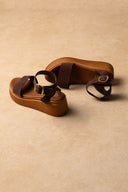 Σανδάλια flatforms καστόρινα Estil - Καφέ