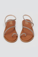 Rhinestone Strap Sandals - Χαλκός