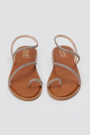 Rhinestone Strap Sandals - Copper-Rhinestone Strap Sandals - Copper